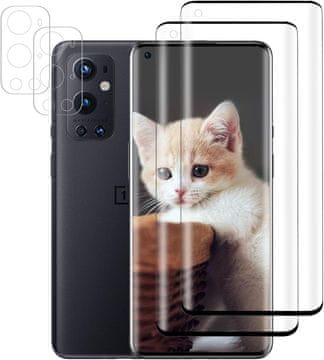 shumee 2x KALJENO STEKLO ZA ONEPLUS 9 PRO ZAOBLJENE STRANKE + 2x ZAŠČITA ZA KAMERO