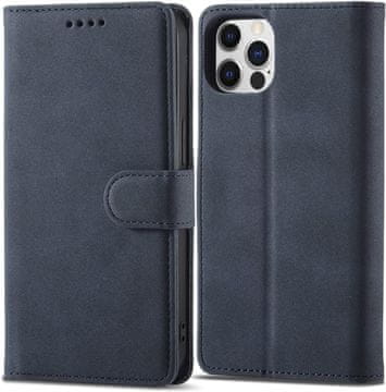 shumee APPLE IPHONE 13 PRO MAX NAVY BLUE PU USNJEN OVITEK ZA KARTICE