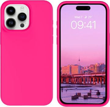 shumee OVITEK ZA APPLE IPHONE 14 PRO MAX SILIKONSKI NEON ROZA Z MIKROVLAKNI