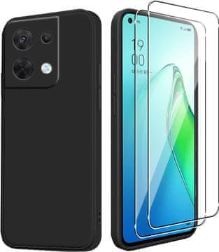 shumee OVITEK + 2x 9H KALJENO STEKLO ZA OPPO RENO 8 5G SILIKON ČRNO
