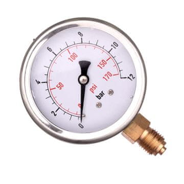 GLICERINSKI MANOMETER 0-12 BAR 63 MM 1/4 SPODNJA PNEVMATIKA