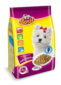 shumee Bazilika suha hrana 500g s perutnino za pse 1 kos.