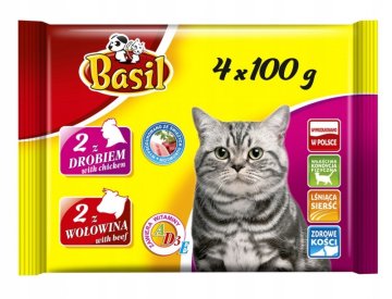 shumee Bazilika mačja hrana v vrečkah goveja perutnina (4x100g) x1