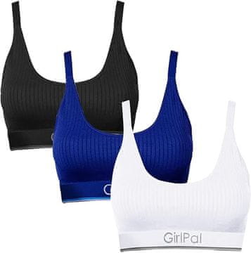 shumee Ženski športni nedrček, nepodložen, brezšiven, rebrast, 3 kosi, velikost M