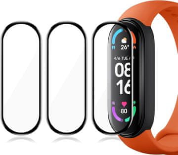 shumee 3X KALJENO STEKLO ZA PAMETNI PAS XIAOMI MI BAND 6 ČRN OKVIR