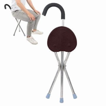 shumee Zložljiva palica za starejše s sedežem na 3 nogah, močna in lahka (8235)