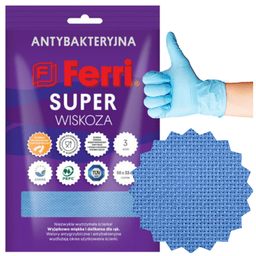 shumee F-119 FERRI krpa, viskoza, super antibakterijska, pakiranje 3 kosov