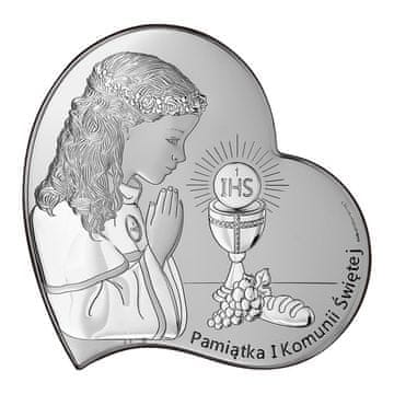 shumee Srebrna slika z deklico, spomin na prvo sveto obhajilo + gravura 6746 10 x 10 cm