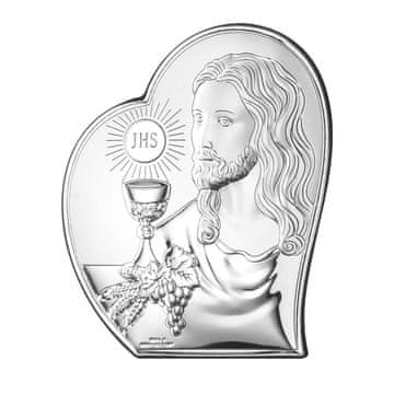 shumee Srebrna obhajilna slika z Gospodom Jezusom, spomin na prvo obhajilo 81124 6 x 7 cm
