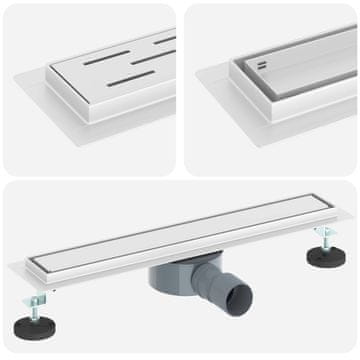 Vidaxl Tuš odtok 2-v-1 z 360° sifonom srebrna 54 x 11 x 9,5 cm