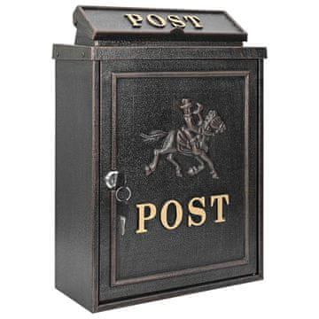 Vidaxl Stenska Poštna Škatla Bronasta 29 x 13 x 41 cm Lit aluminij