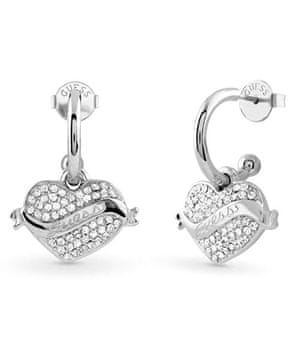 Guess Peneči se jekleni uhani 2v1 Srce JUBE05477JWRHT/U
