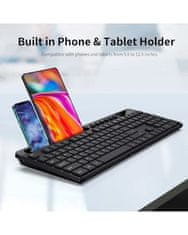 Marvo OFFICE KC411W COMBO brezžični komplet tipkovnice in miške, SLO/HR postavitev, vgrajeno stojalo za telefon/tablico, črna