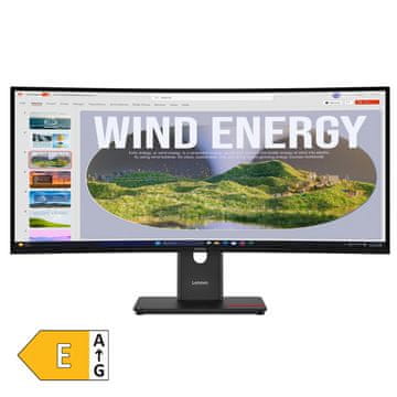Lenovo ThinkVision T34WD-40 86,36cm (34") UWQHD VA 120Hz DP/HDMI/USB-C HDR10 Freesync ukrivljen monitor
