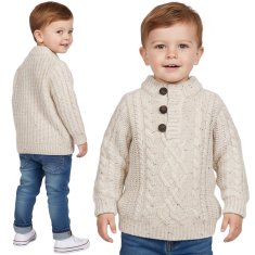 Rebel Bež, topel otroški pulover z gumbi, zimski pulover za dečke 86