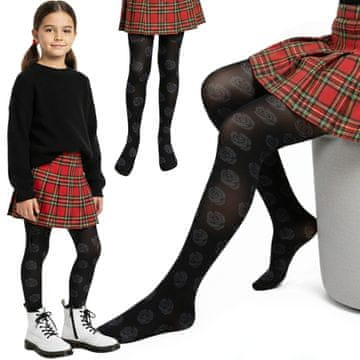 sarcia.eu Komplet 2 parov nogavic za deklice – črne z cvetličnim vzorcem, mehke in trpežne