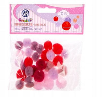 shumee ČIPKANI POMPOMI 15 MM/6 BARV 30 KOSOV 5332