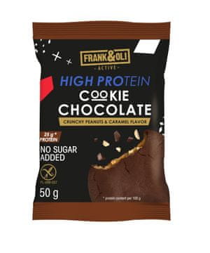 shumee FRANK&OLI Ciastko beljakovinski piškoti s čokolado, hrustljavimi arašidi in karamelo