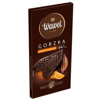 shumee Wawel Premium temna čokolada 64 % kakava s pomarančno lupino 90 g