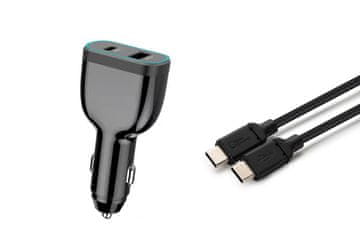 shumee Avtomobilski polnilnik CoreParts USB-C za prenosnike, telefone, tablice, 78 W QC3.0, PD 3.0, s kablom USB-C, MBXUSBC-DC0006