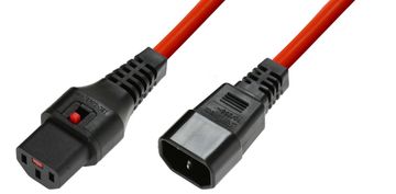 MicroConnect MicroConnect IEC Lock kabel C13 do C14, 1 m, rdeč, MC-C13C14LOCK-1M
