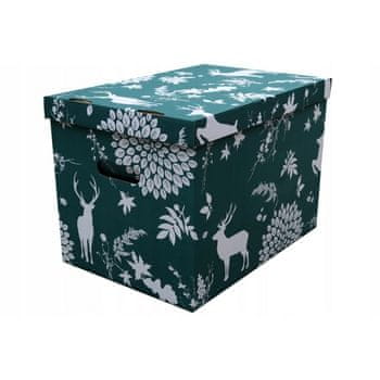 shumee Božična kartonska škatla iz zelenega kartona z jeleni