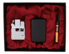 shumee Darilni set za vžigalnik na bencinski in plinski bencin v črni barvi + pipa Gentelo