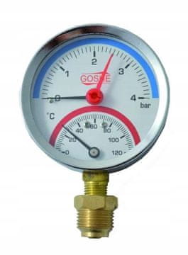 shumee RADIALI TERMOMETER 80 MM 0–4 BAR 0–120 °C 1/2""