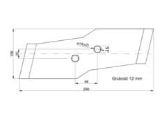 shumee Dleto, desni reverzibilni nastavek za lemež Kuhn Vulcan ustreza vijaku M12X34OV2 - 2 kos.