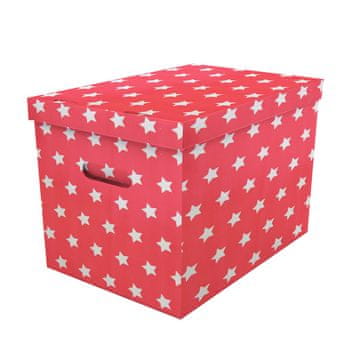 shumee Kartonska škatla za božič, rdeča, z zvezdicami