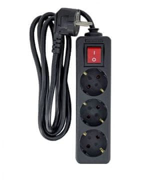 MicroConnect MicroConnect 3x Schuko 5m podaljšek s stikalom, črn, MC-GRU0035BS