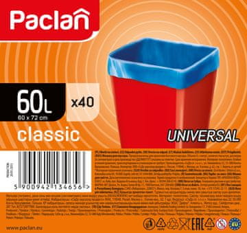 shumee Paclan Classic vreče za smeti 60L 40 kosov