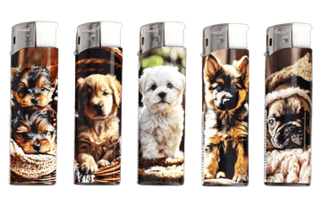 shumee Komplet 5 klasičnih piezo plinskih vžigalnikov s psi