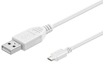 MicroConnect mikro USB kabel bele barve 0,15 m