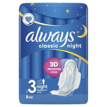 shumee Always Classic Night vložki s krilci, 8 kosov