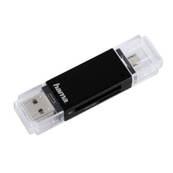 shumee HAMA 2v1 čitalnik pomnilniških kartic SD/microSD USB/microUSB črne barve