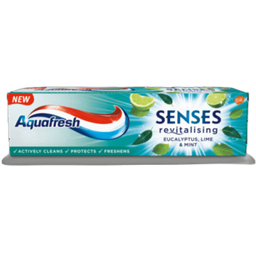 shumee Zobna pasta Aquafresh Senses z evkaliptusom, meto in limeto 75 ml