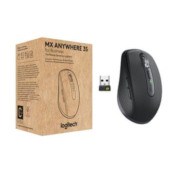 shumee Logitech MX Anywhere 3S za podjetja, miška, za desničarje, brezžična RF + Bluetooth, laserska, 8000 DPI, 910-006958