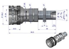 shumee Vtičnica hidravlične hitre spojke dolga M18x1,5 zunanji navoj EURO (9100818GL) (ISO 7241-A) Waryński (paket 10)