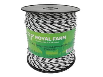 shumee Pletena vrvica za energizer 5mm, SS 3x0,20mm SS bela in črna 200m, Royal Farm