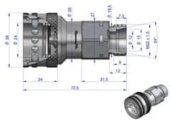 shumee Vtičnica hidravlične hitre spojke M22x1,5 zunanji navoj EURO (9100822G) (ISO 7241-A) Waryński (paket 10)