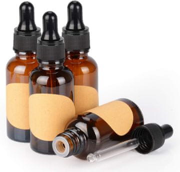 shumee STEKLENIČKA S KAPALJKO ZA ETERIČNA OLJA, RJAVA, PRAZNA, 30 ml, 4 kos.