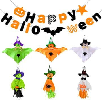 shumee DEKORACIJE ZA ZABAVO ZA NOČ ČAROVNIC GIRLANDE DUHOVI ČAROVNICE BARVNA VISEČA ZABAVA