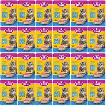 shumee Basil mokra mačja hrana 100 g vrečka z lososom x 24 kos