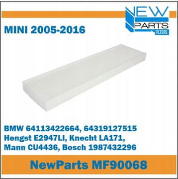 shumee NewParts MF90068 Kabinski filter Mini 20052016 nadomestni Filtron K1239