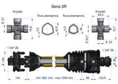 shumee Teleskopska kardanska gred 860-1200 mm 460 Nm torna sklopka 900 Nm širokokotna serija CE 3R WARYŃSKI