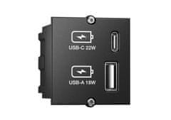 Bachmann USB polnilnik za klimatsko napravo in klimatizacijo 917.227, USB A + USB C, 0–35 °C, črne barve, IP20, 250 V, 50/60 Hz, 917.227