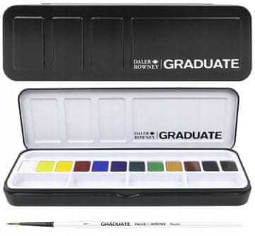 shumee Akvarelne barve Daler-Rowney v kockah, akvareli v etuiju + čopič za postopno barvanje, 12 barv