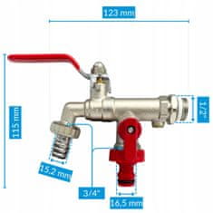 shumee Vrtna pipa 1/2 Dvojni ventil iz medenine Zunanja pipa