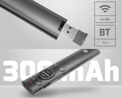 Natec Warbler 2 brezžični laserski kazalnik, 8 gumbov, polnilna baterija, 2.4GHz / Bluetooth, USB-C